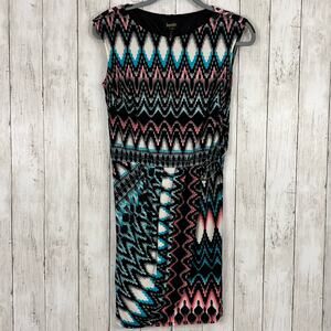 Laundry By Shelli Segal Blue Black Pink Abstract Sleeveless Knee Length Dress 2